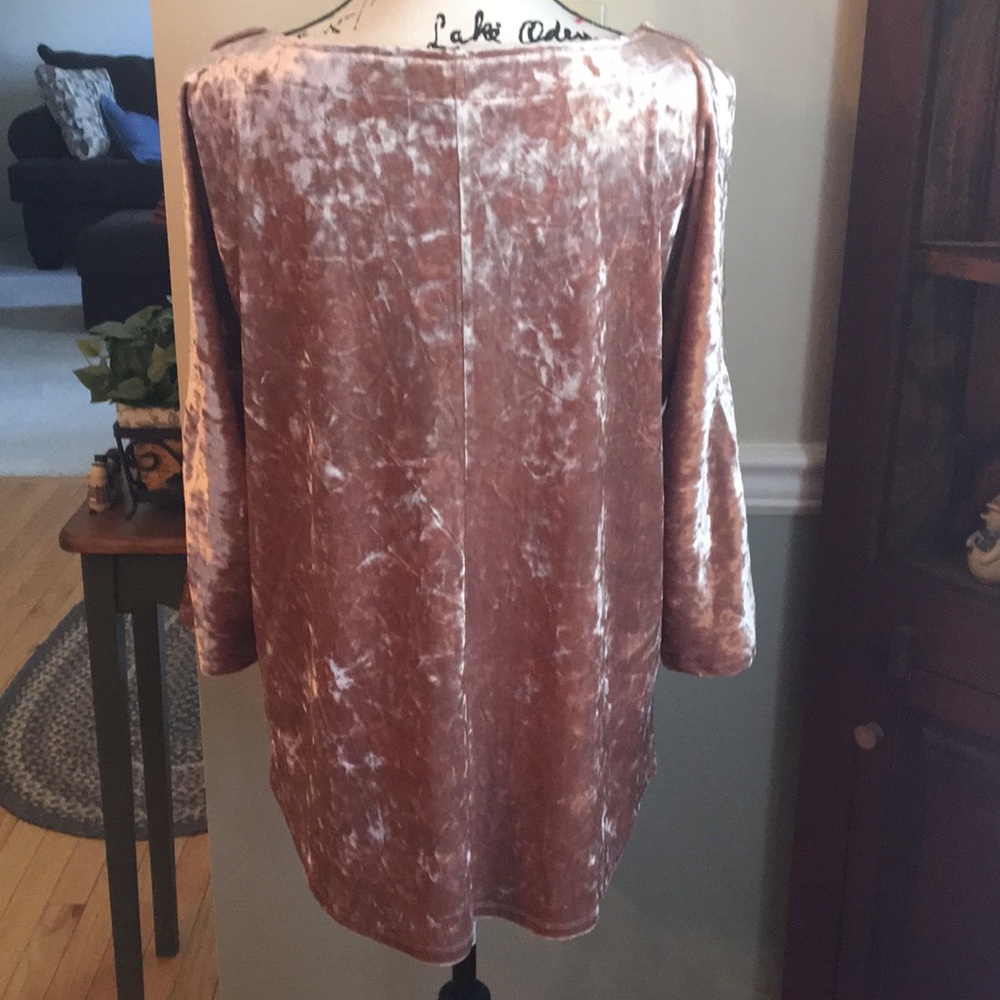 NWT!Blush colored crushed velvet cold shoulder top - Picture 4 of 8